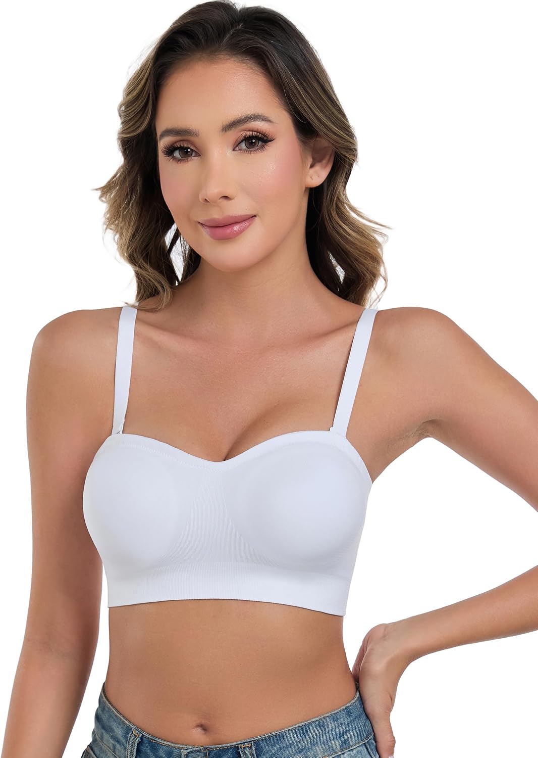 Thumbnail 4 de ANGOOL Strapless Bandeau Bra Non-Slip Padded 🎀