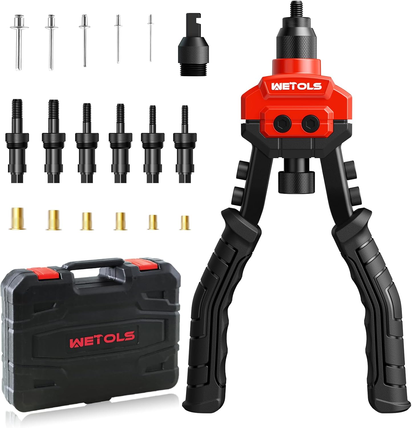 Detalle de WETOLS WE-890 3-in-1 Rivet Gun, Rivet Nut Tool and Reamer Kit