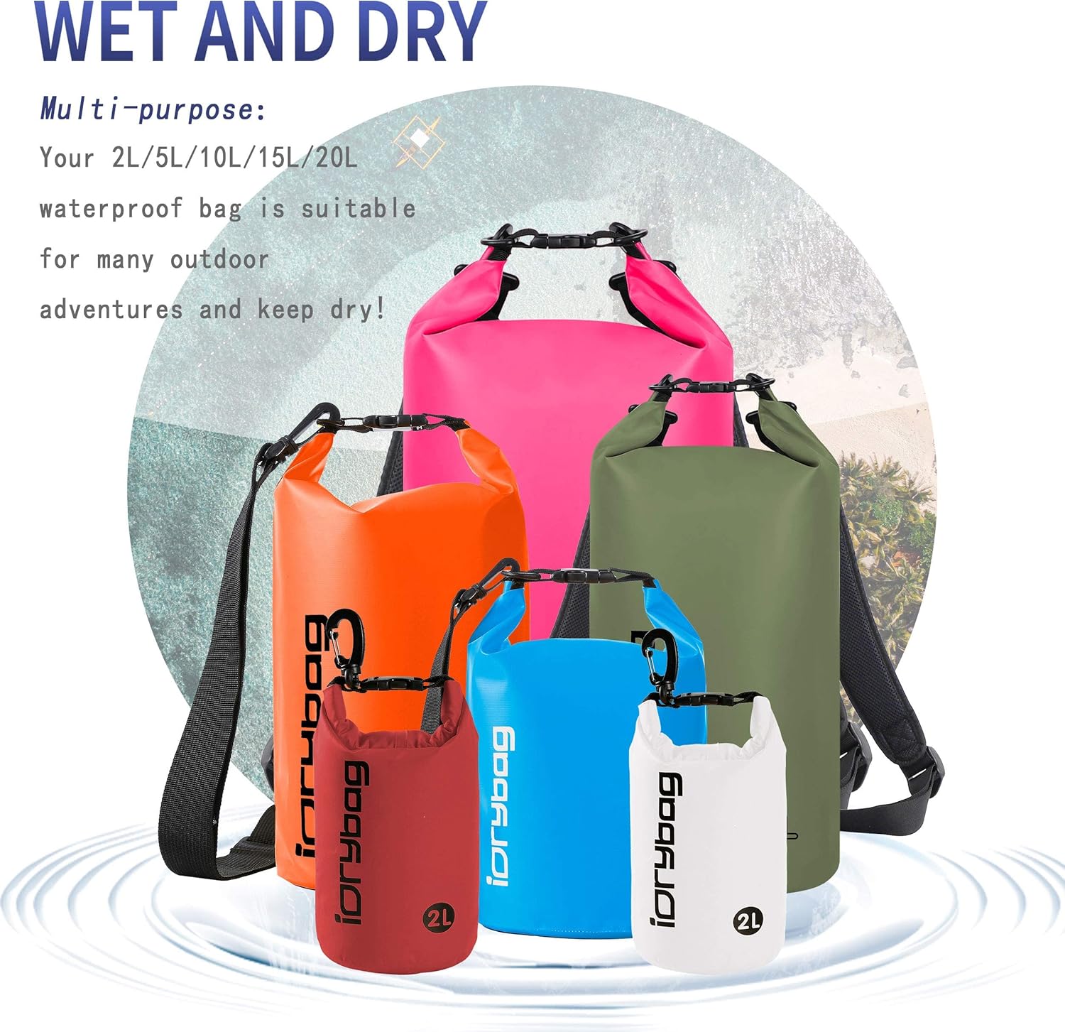 Detalle 2 de IDRYBAG sac à dos étanche pour homme (2 à 40 L) – pour kayak, bateau, rafting, randonnée et camping