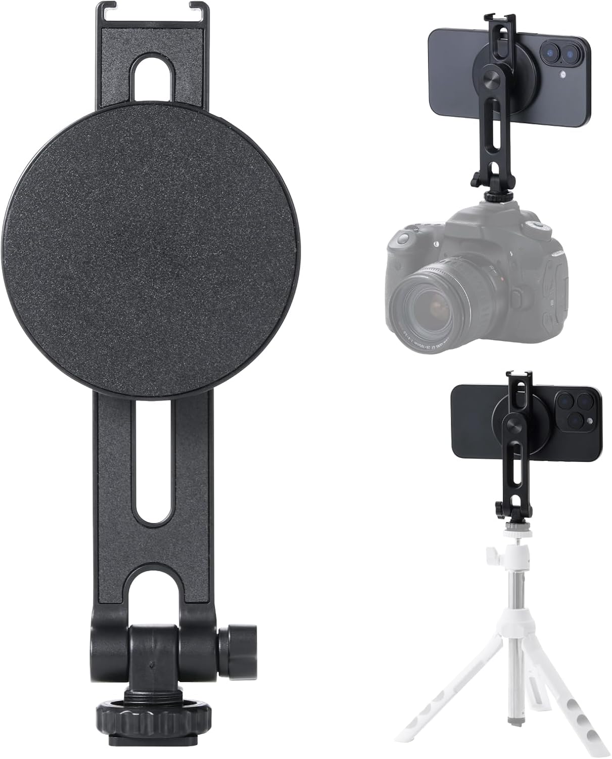 Detalle de エレコム PWSTMCBK カメラ用スマートフォンホルダー マグネット式・360°回転