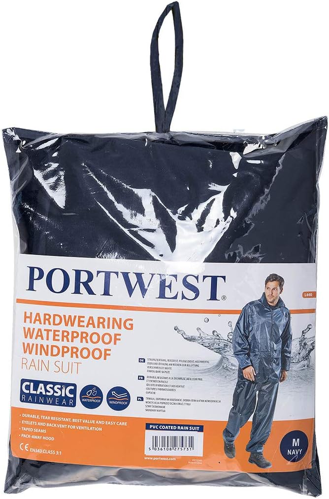 Detalle 2 de Portwest Ensemble de pluie classique imperméable (veste + pantalon) à capuche amovible