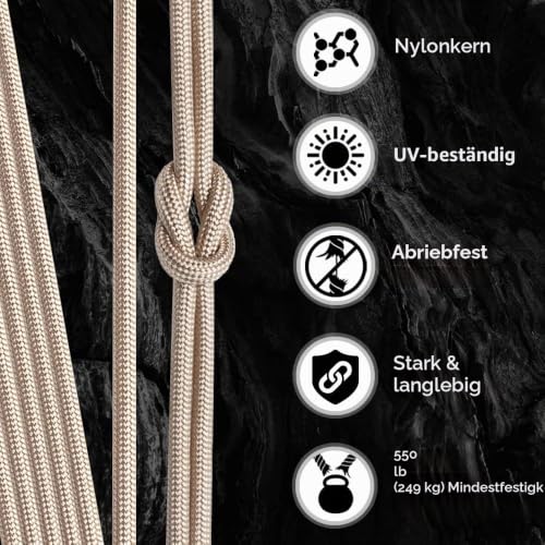 Detalle de TECEUM Paracord 550 Typ III – 4 mm Nylon Schnur, Beige, 30 m, Mil-Spec