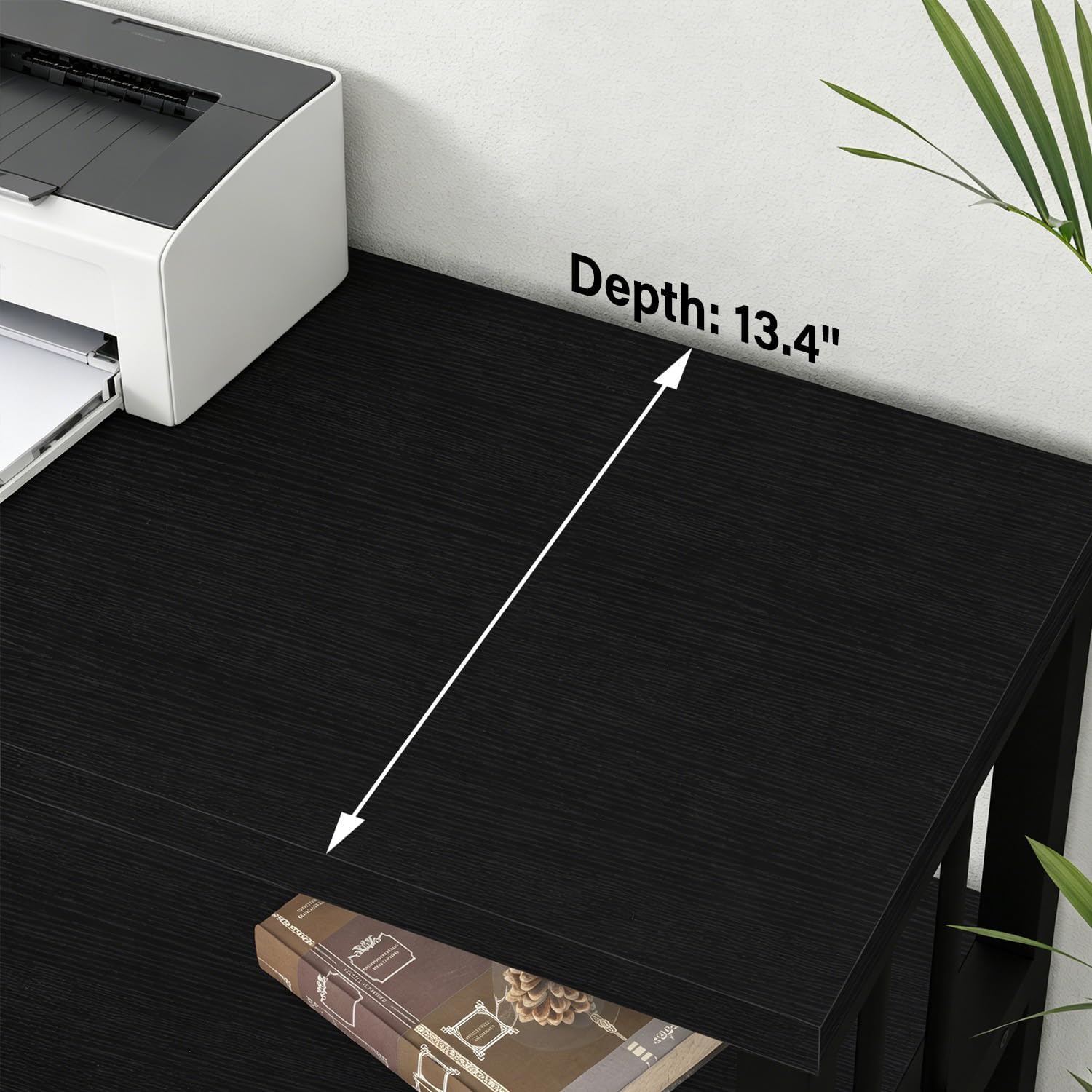 Thumbnail 4 de IBF Libreria industriale nera a 5 cubi, 139,7 cm, bassa e orizzontale in legno e metallo