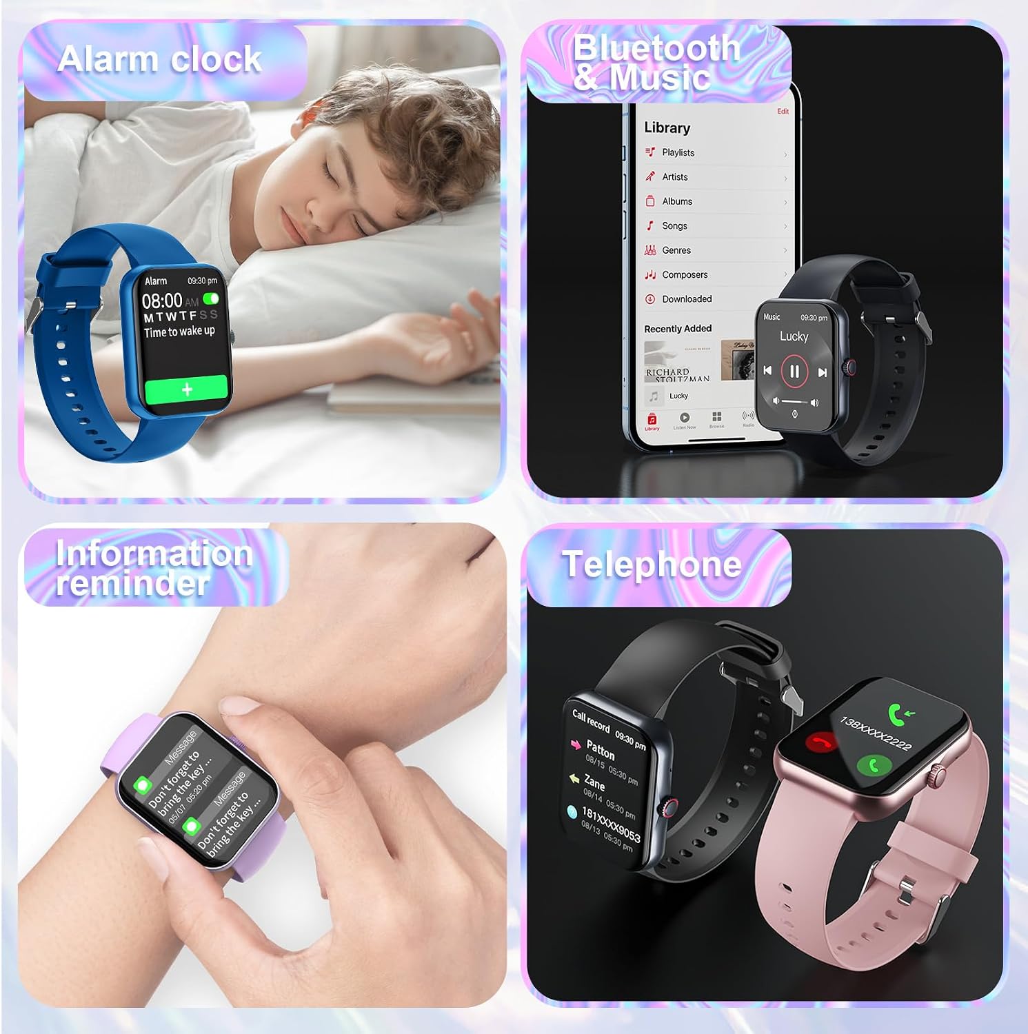 Detalle de PTHTECHUS Smartwatch Kids S80K-Black: Orologio Fitness 1.69" con Contapassi, Notifiche e 25 Modalità Sportive
