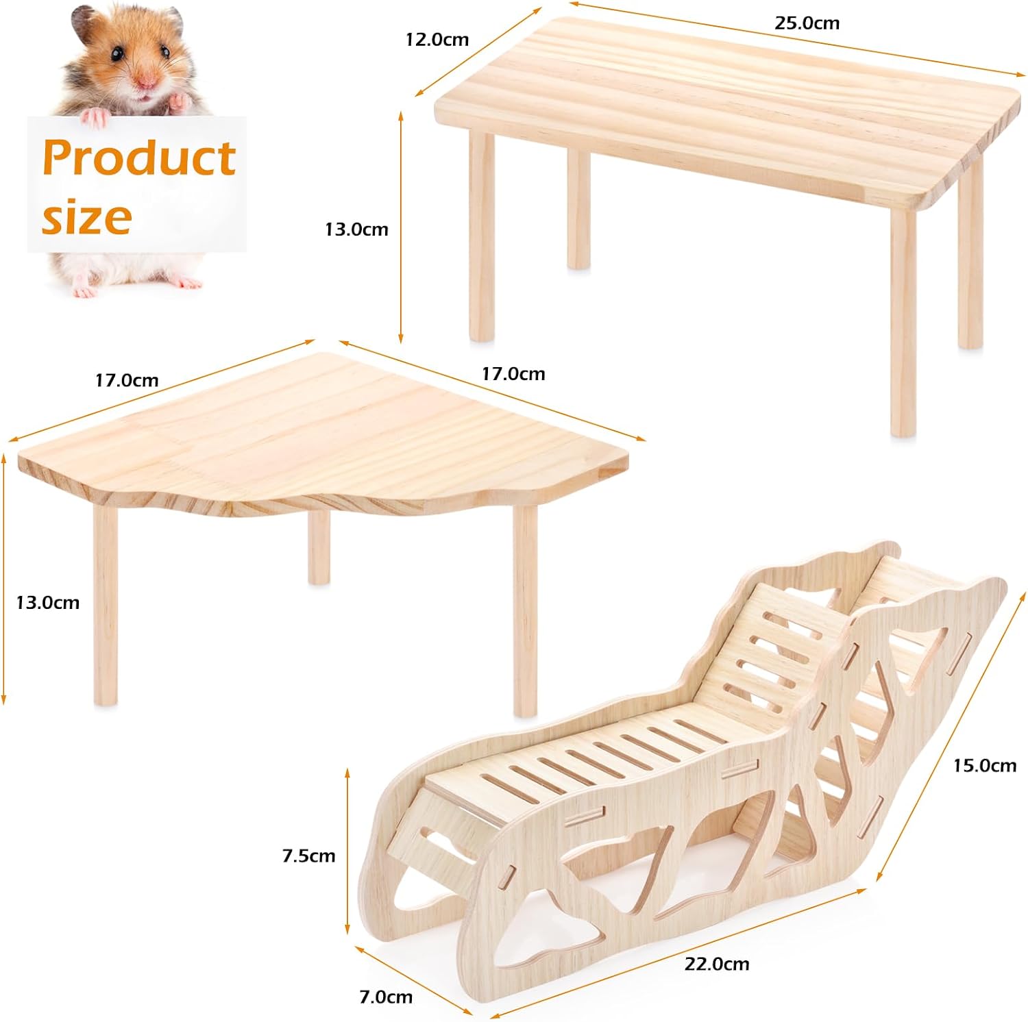 Detalle 2 de 3-piece Natural Wooden Hamster Game Platform
