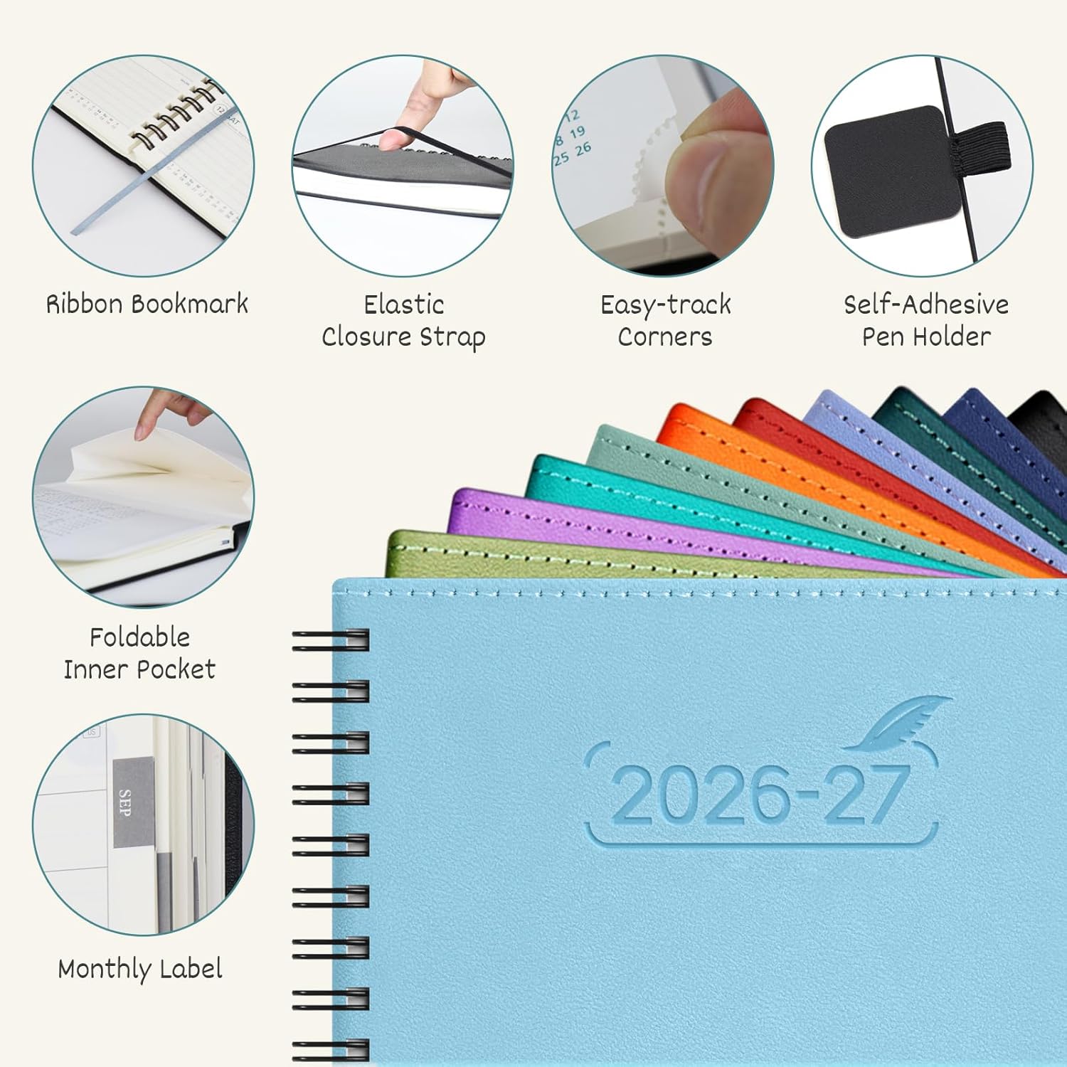 Detalle de BEZEND BZ-AP153W01L-27-KW Pocket Planner, 18-Month Weekly & Monthly, Kiwi
