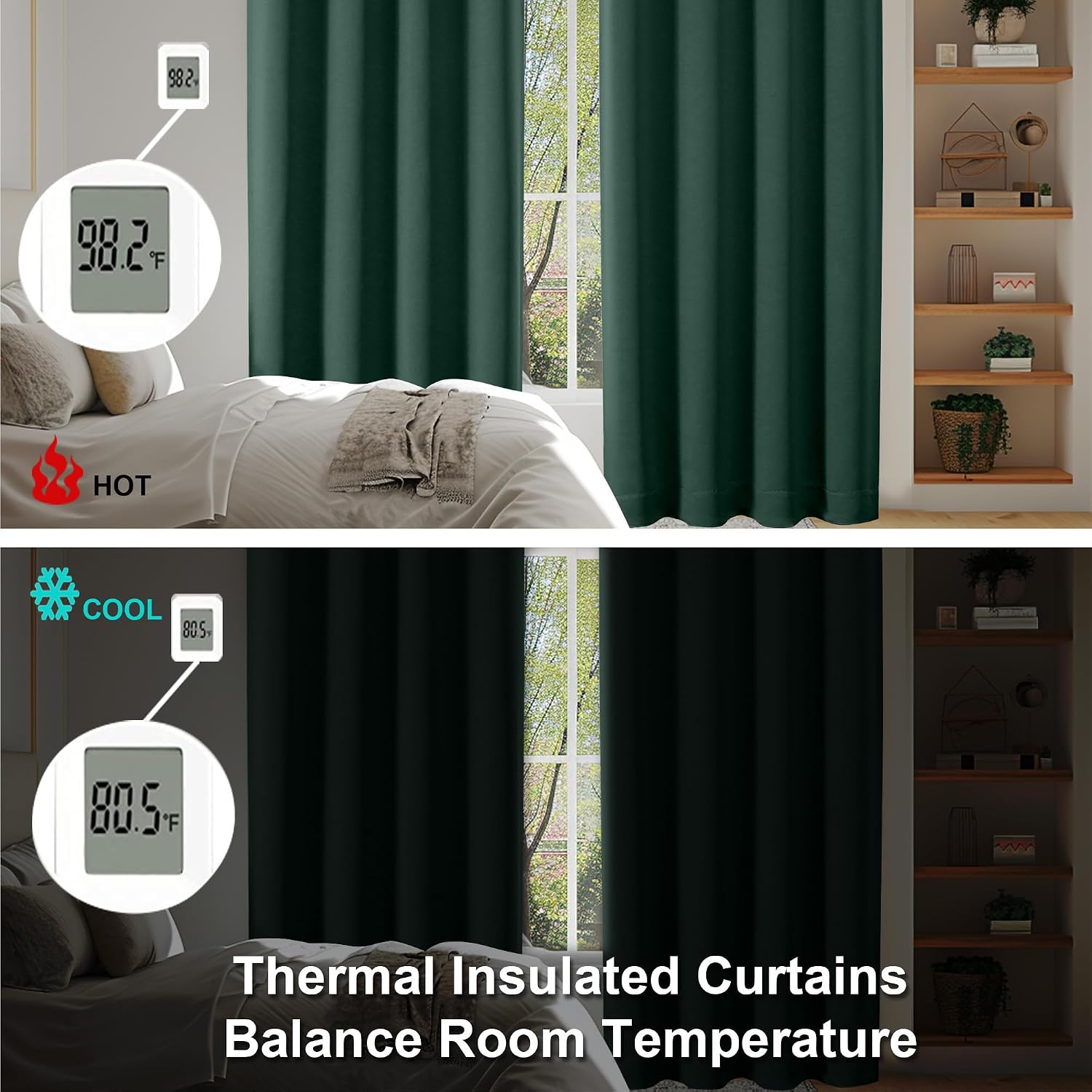 Thumbnail 5 de Simplebrand Ava SESMWGRP4063SET2EVG Blackout Curtains, 2 Panels, 40 x 63 Inches