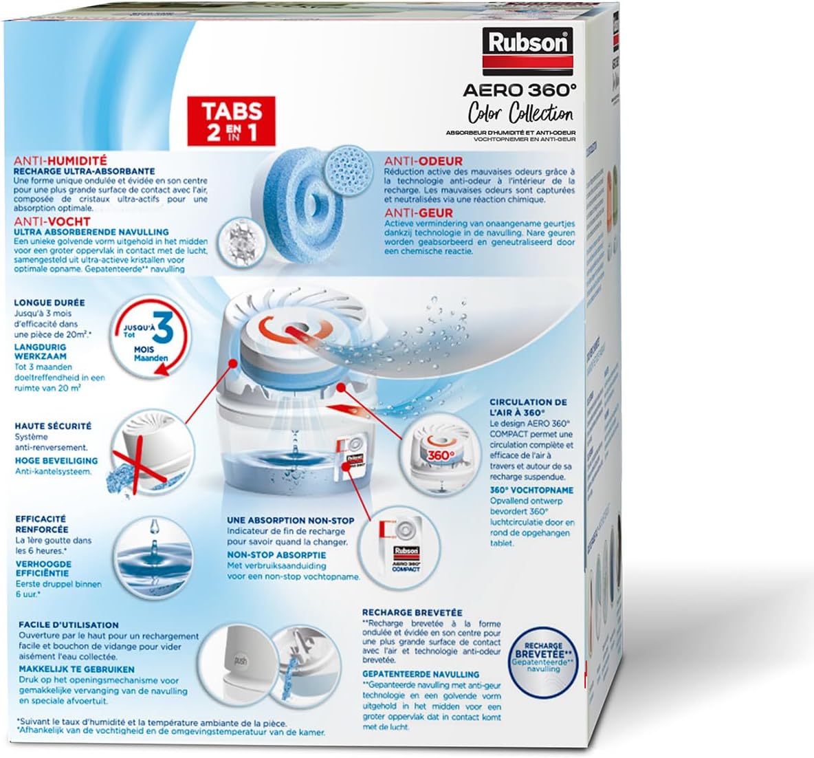 Thumbnail 1 de Rubson Absorbeur d'Humidité Aero 360° Couleur Amande – 1 appareil + recharge 450 g