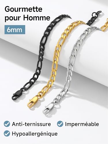 Thumbnail 5 de PROSTEEL Gourmette Homme 19 cm – Bracelet Figaro en Acier Inoxydable 6 mm