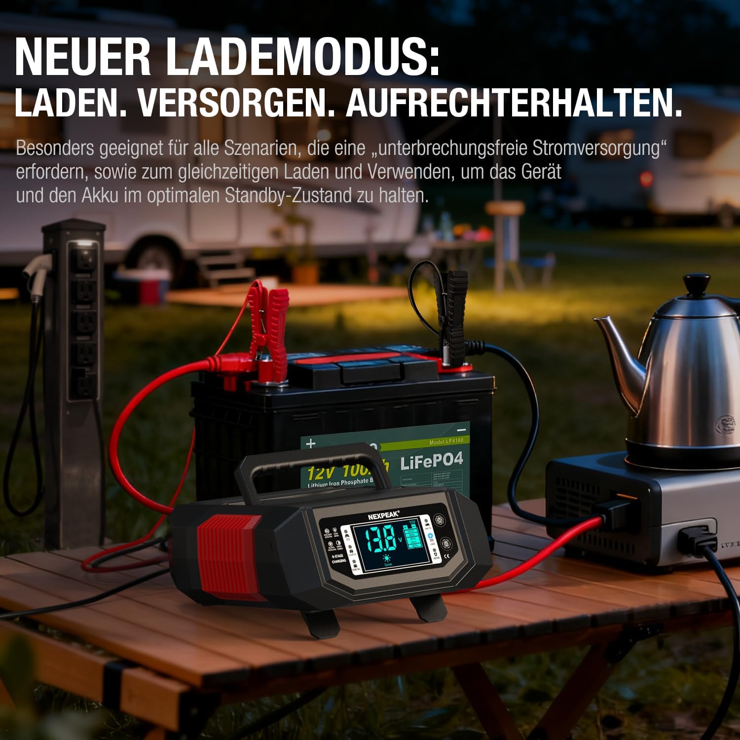 Thumbnail 3 de NEXPEAK 1-20A Autobatterie-Ladegerät (Erhaltungslader) für 12/24V LiFePO4 & Blei-Säure