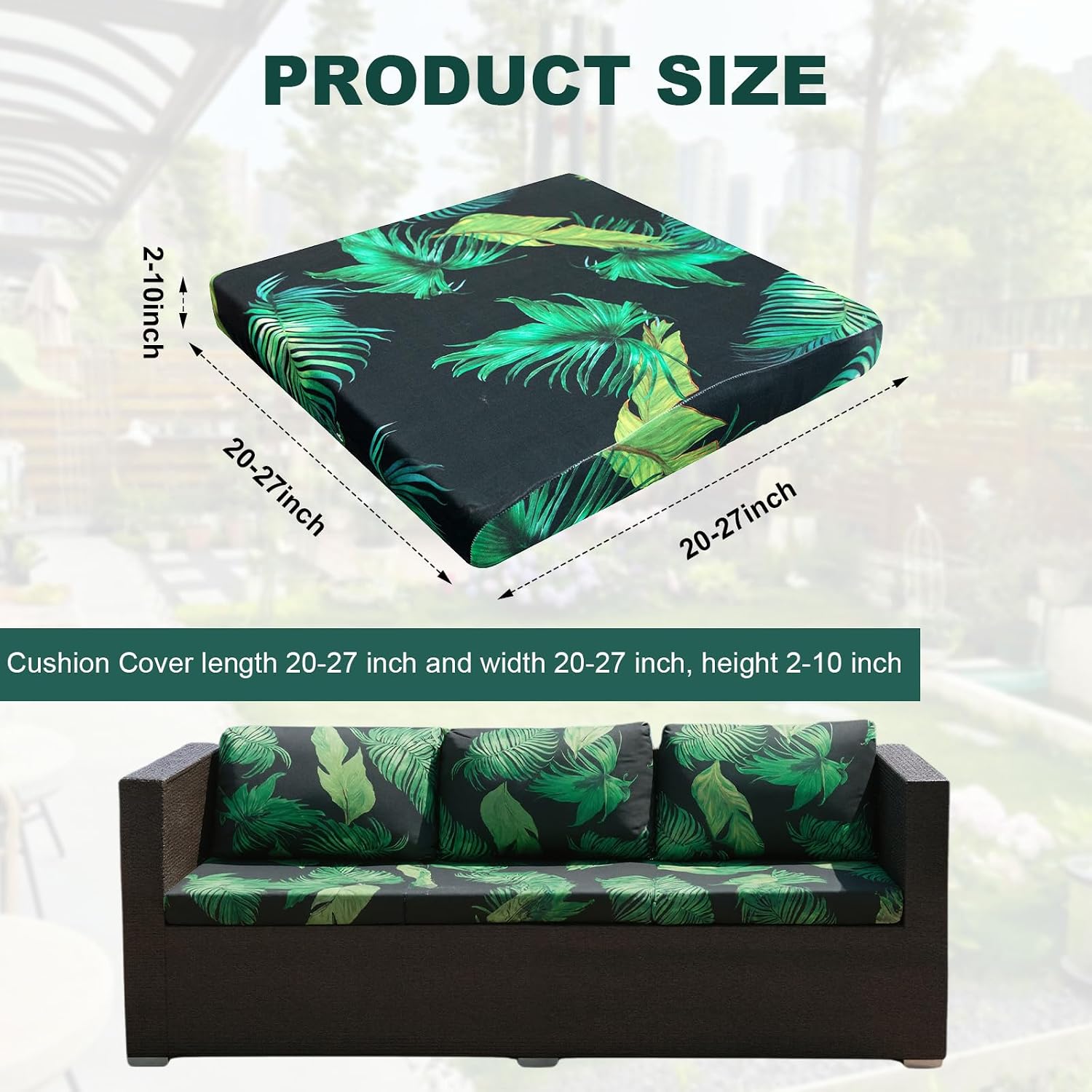 Thumbnail 1 de LiveGo Patio Stretch Sofa Cushion Cover – 8 Pack Floral Outdoor Replacement Cushions