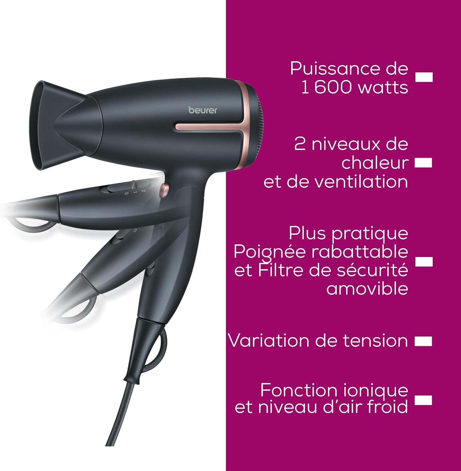 Thumbnail 6 de Beurer HC 25 Sèche-cheveux de voyage 1600 W