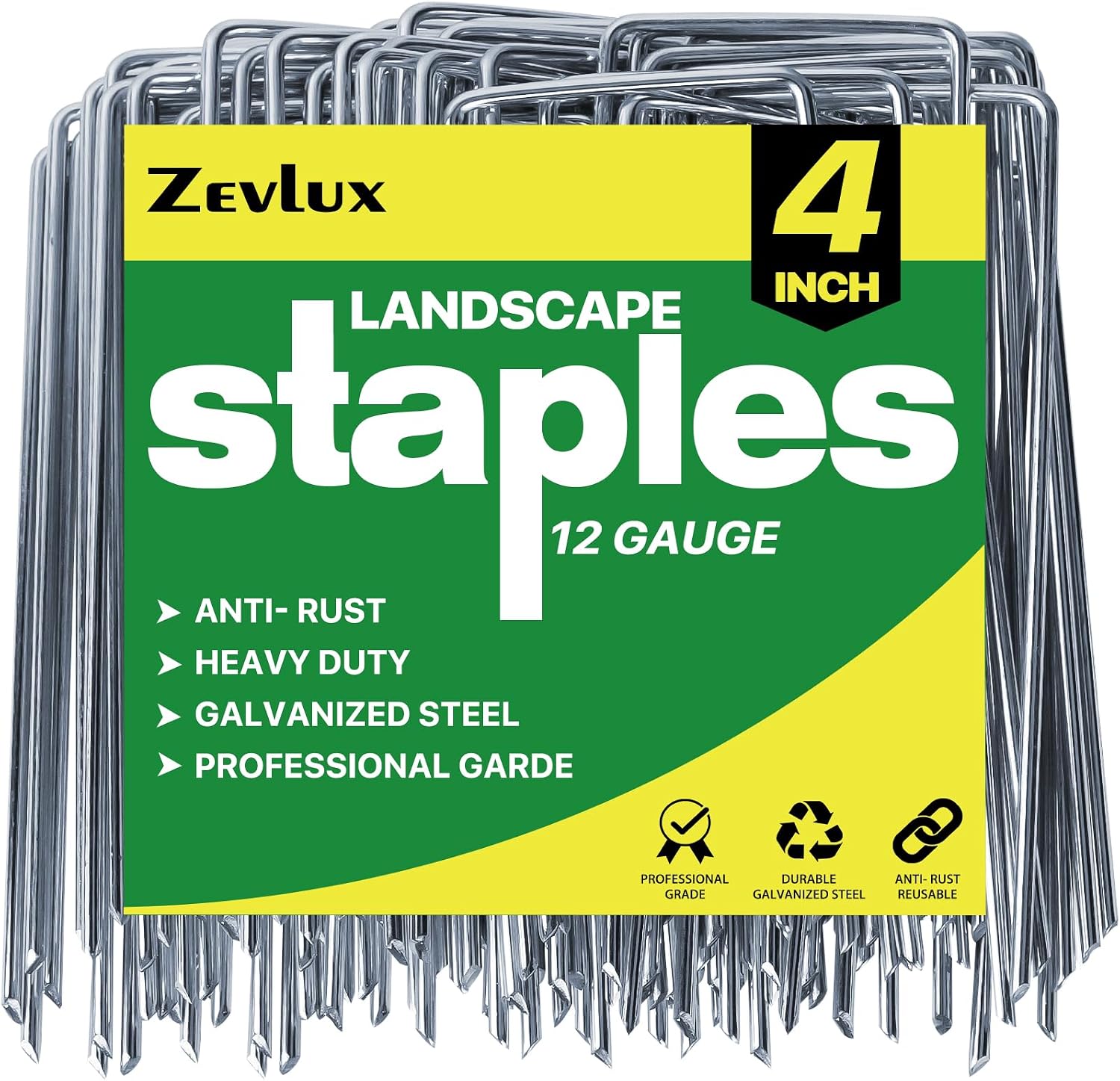 Detalle de Zevlux 12GA 4-Inch Landscape Staples, 50-Pack for Fabric and Hose