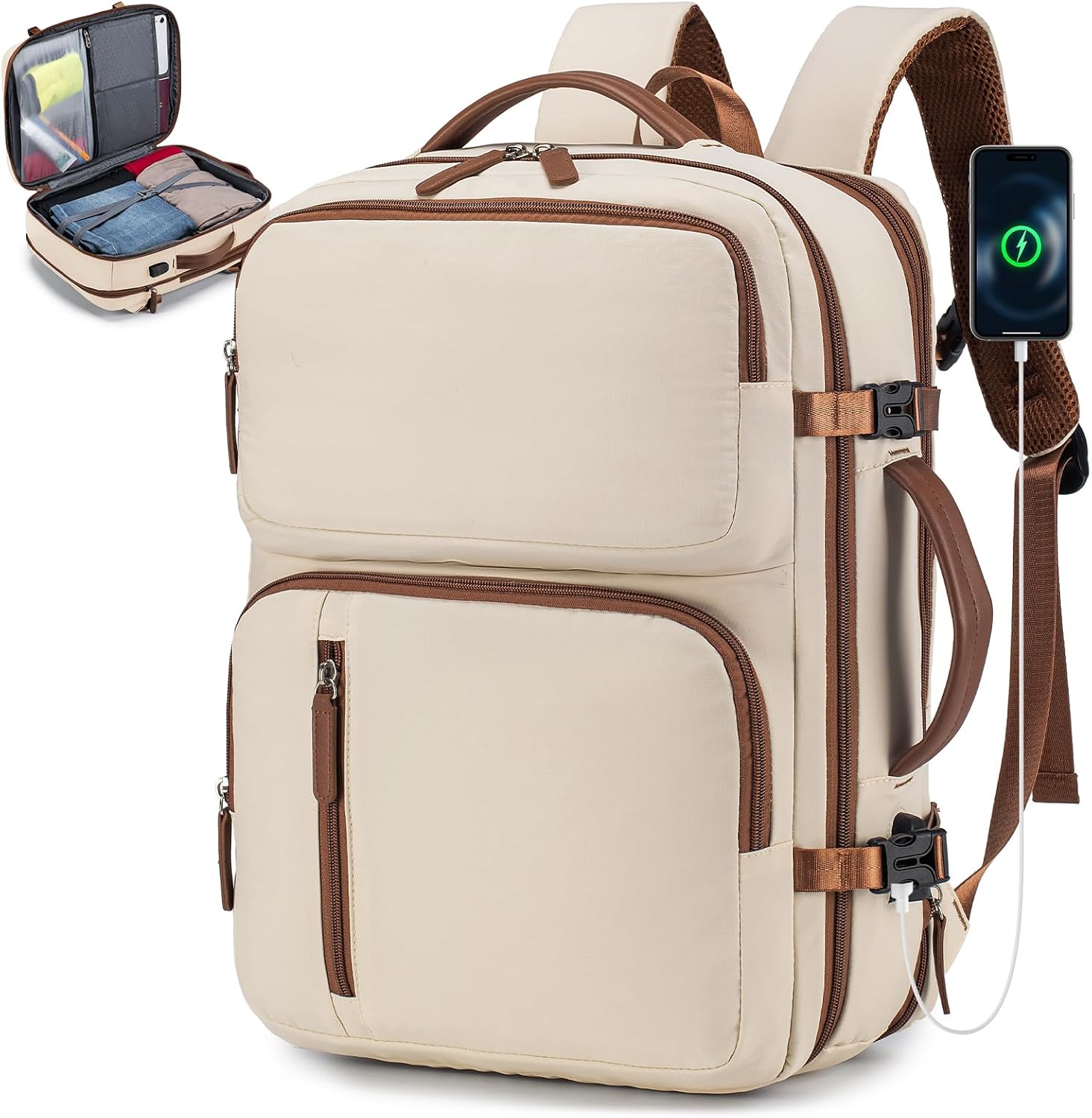 BAGZY handbagage-rugzak, uitbreidbaar tot 25 liter, met 15,6-inch laptopvak