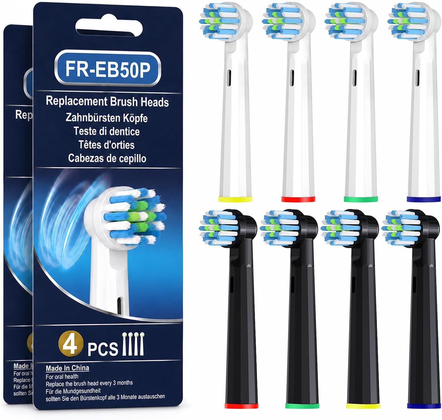 Detalle de Cellena 8-Pack Replacement Toothbrush Heads for Oral-B Pro 1000, Genius X, Smart 1500 (Not for iO) – Medium-Soft Bristles