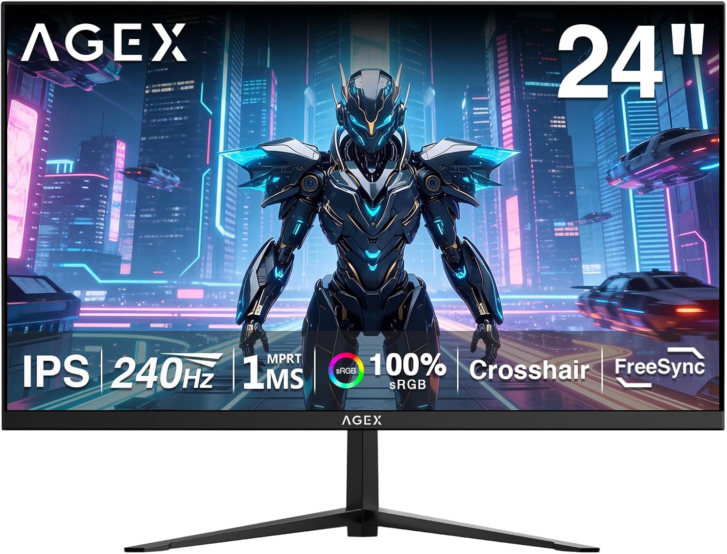 Detalle de X AGEX 24 Inch 240Hz Gaming Monitor – IPS, 1ms MPRT, Full HD