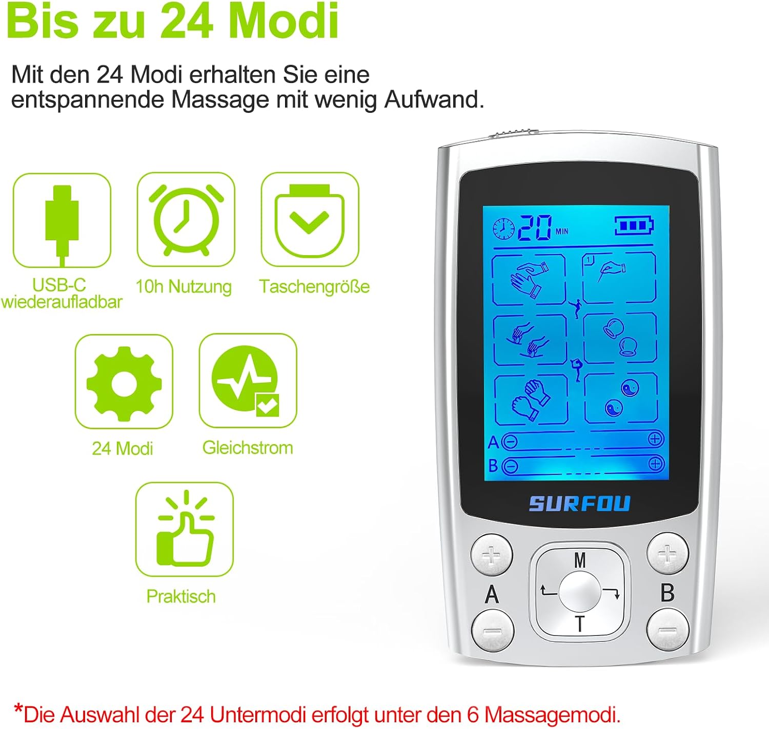 Detalle 2 de SURFOU 3 en 1 – Électrostimulateur musculaire TENS/EMS avec thermothérapie