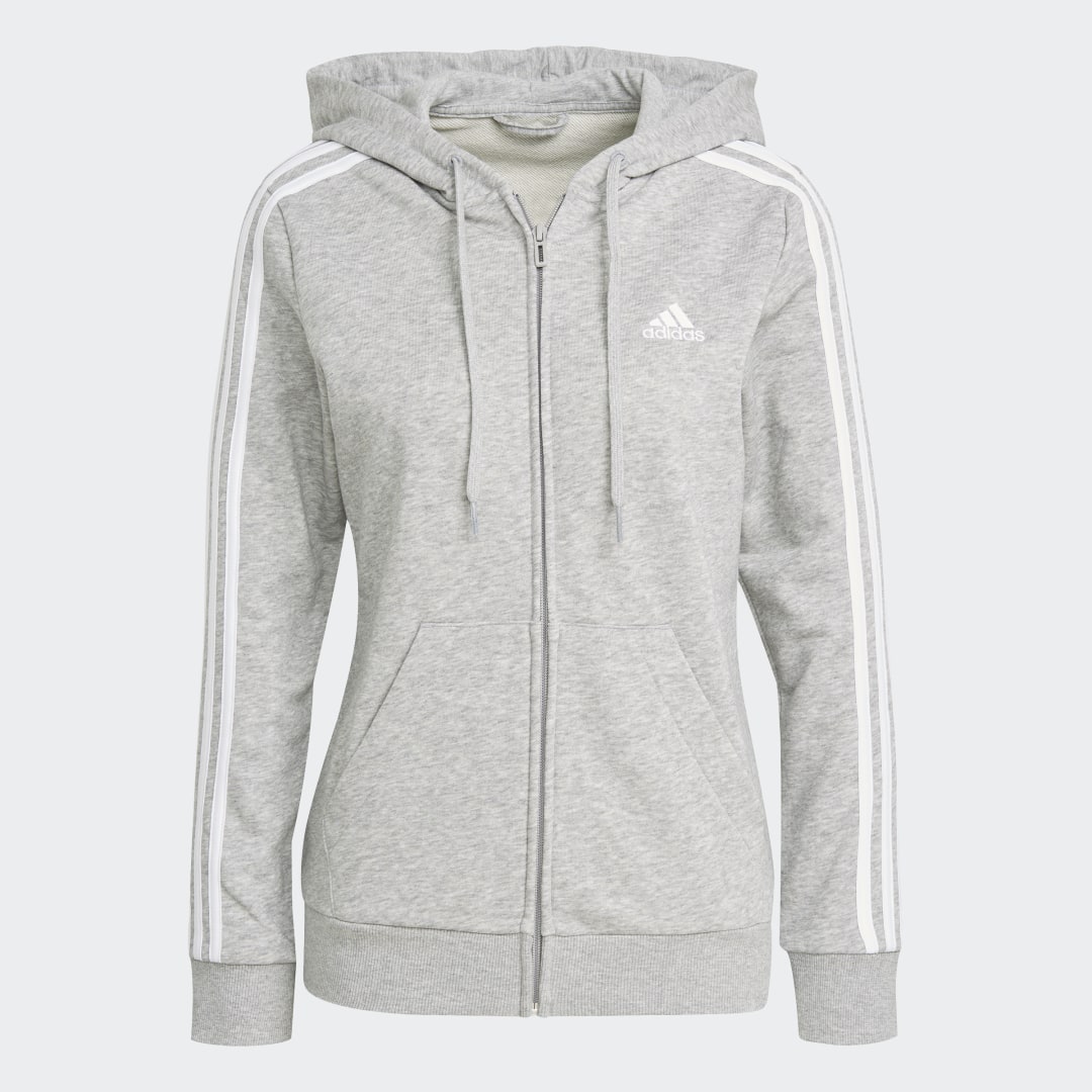 Detalle de Chaqueta Essentials French Terry 3 Bandas con capucha de Adidas