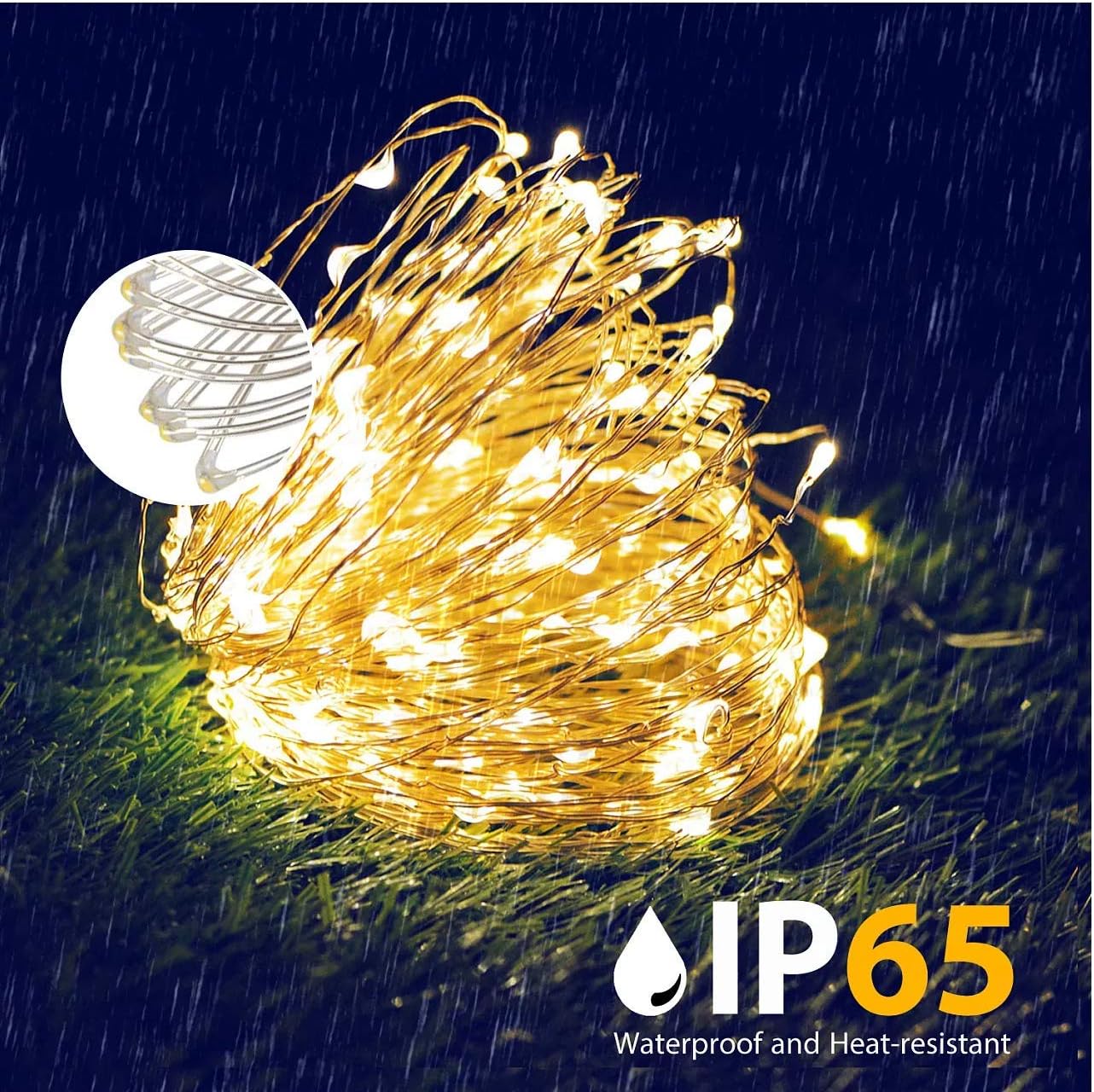 Detalle de EShing ES0020011-8 100 LED Fairy Lights, 10 m, Warm White, IP65