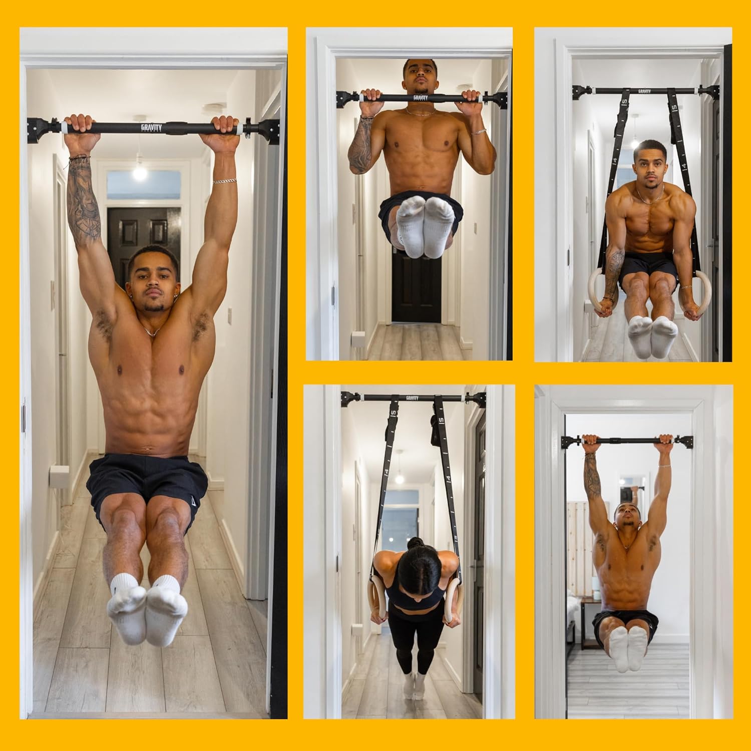 Detalle de Gravity Fitness Pull-Up Bar for Doorway – Adjustable, No-Screws Installation