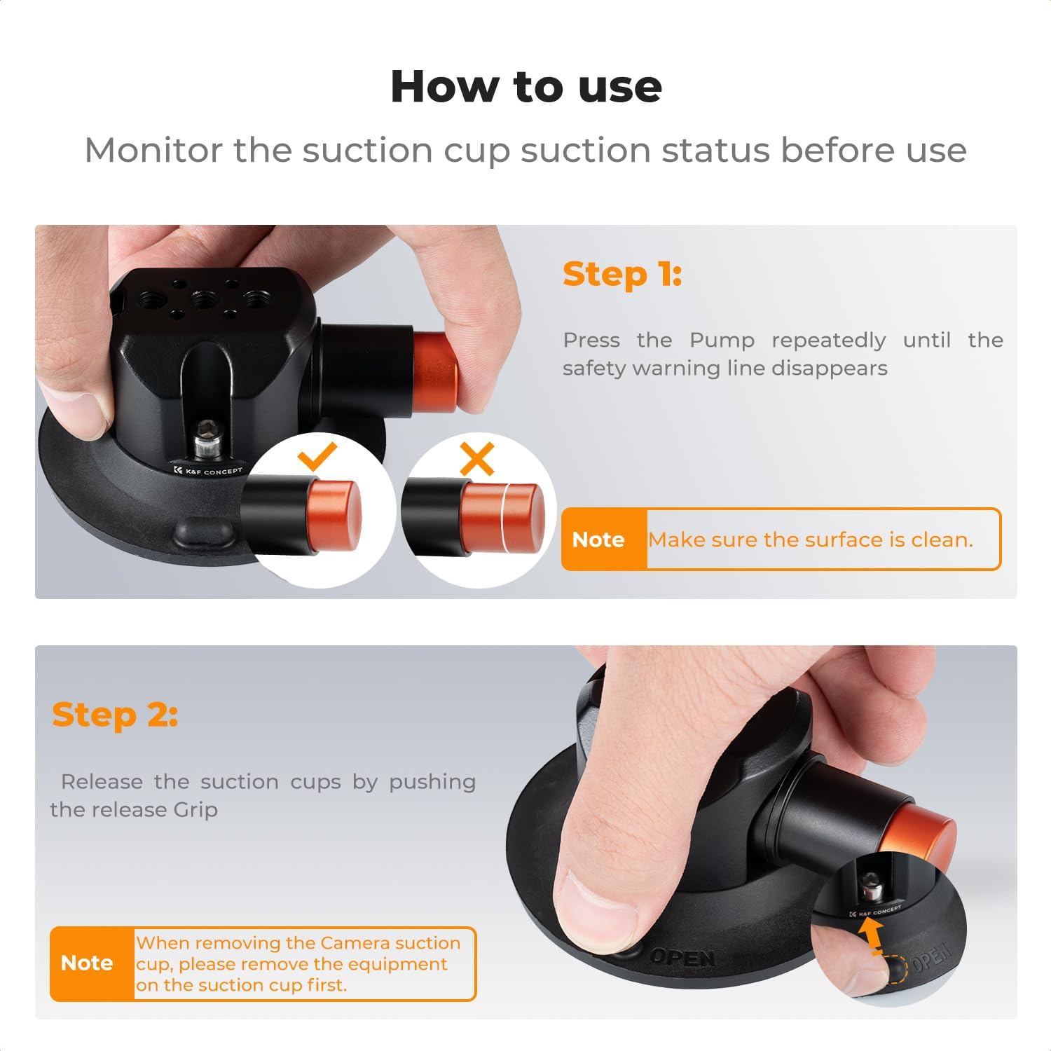 Detalle 2 de K&F CONCEPT 3" Supporto a ventosa per action cam e smartphone