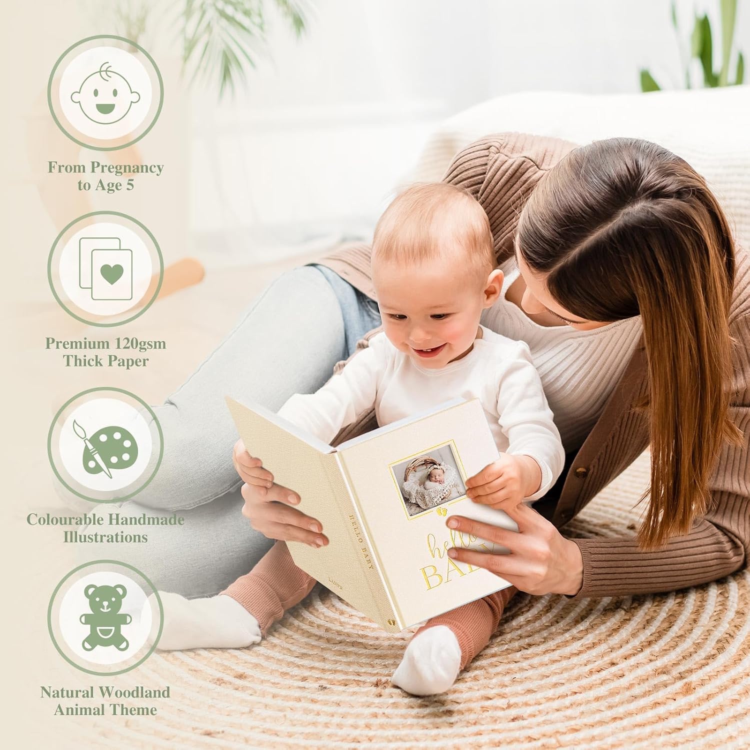 Thumbnail 5 de Lanpn Hello Baby Memory Book: First 5 Years Keepsake (Pink, 154 Pages)