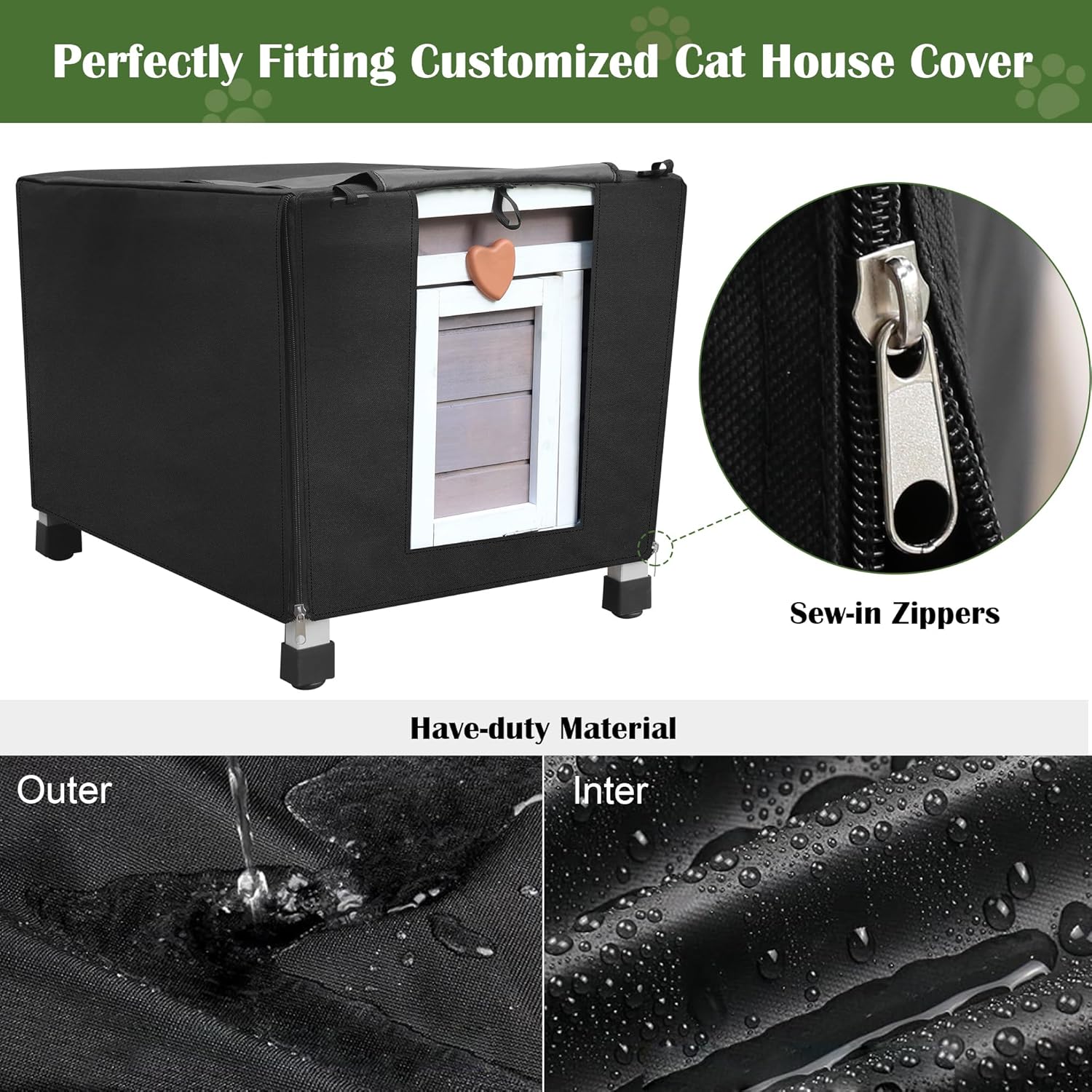 Thumbnail 3 de Outdoor Cat House with Cover: Weatherproof Grey Shelter for Outdoor Cats