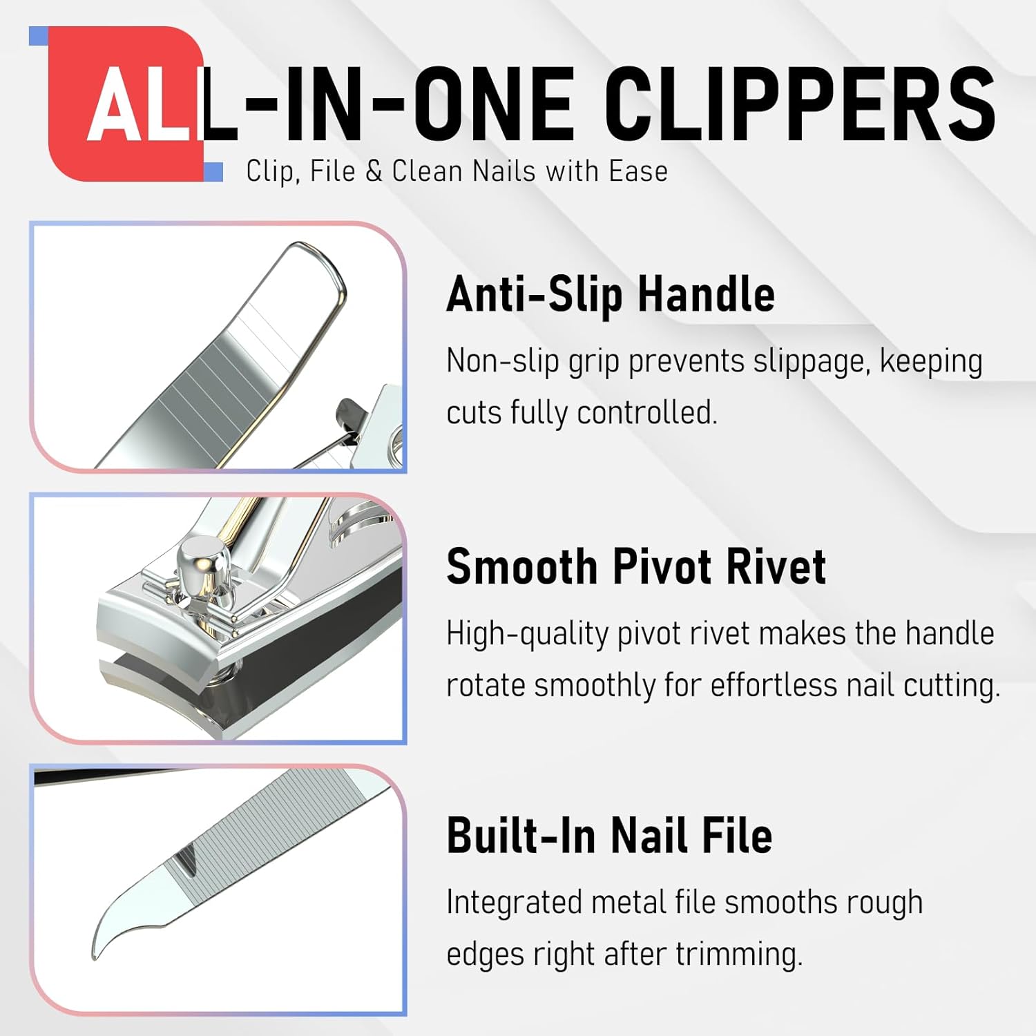 Detalle de firiKer Nail Clipper Set (Stainless Steel) with Integrated Nail File
