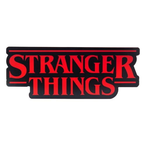 Detalle de Paladone Luz con forma del logo de Stranger Things — 30 cm, lámpara de pared o escritorio con USB o pilas