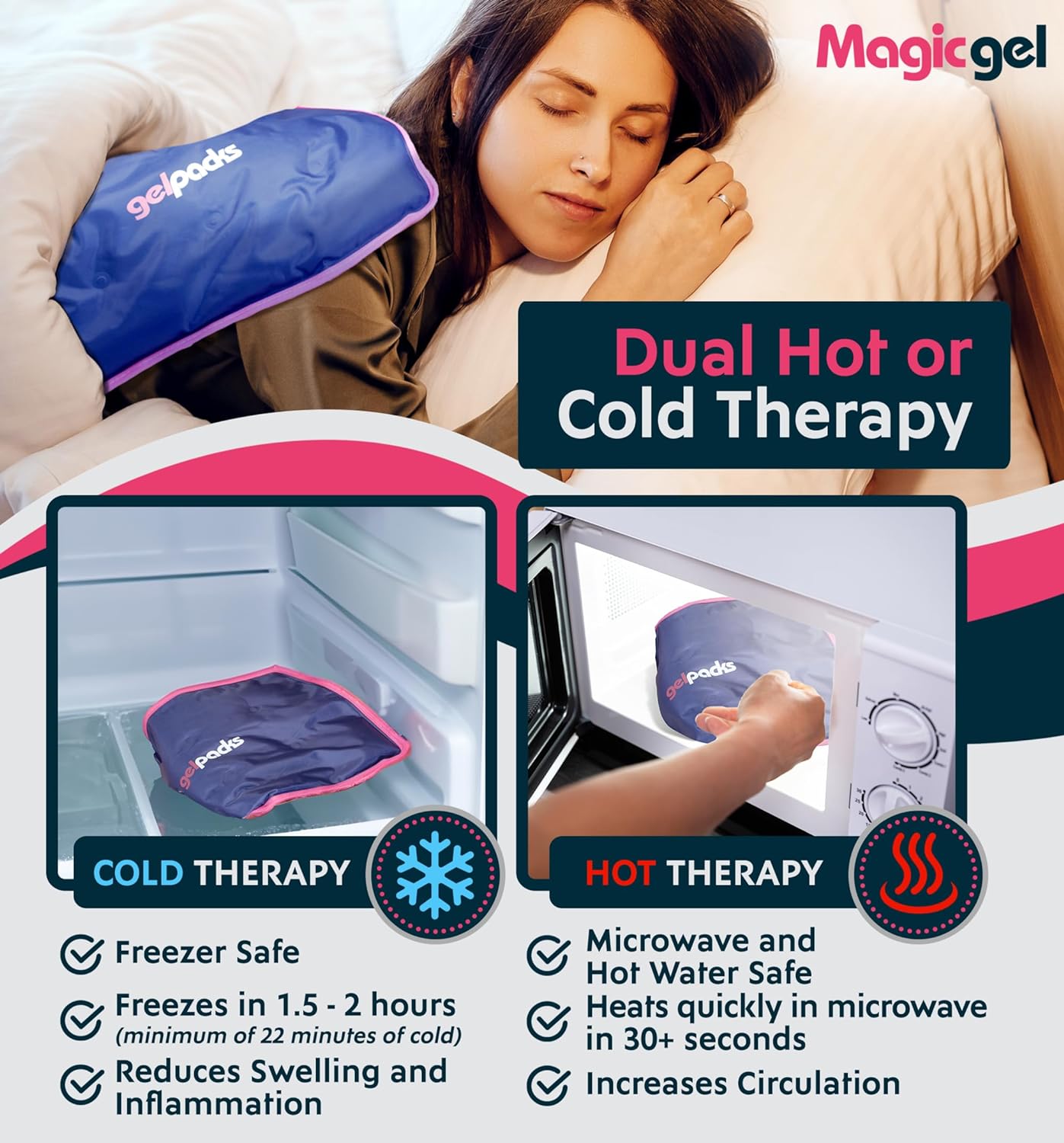 Detalle de Grande poche de glace en gel froid souple et réutilisable (grand pack) pour genou, dos, épaule, cheville, coude