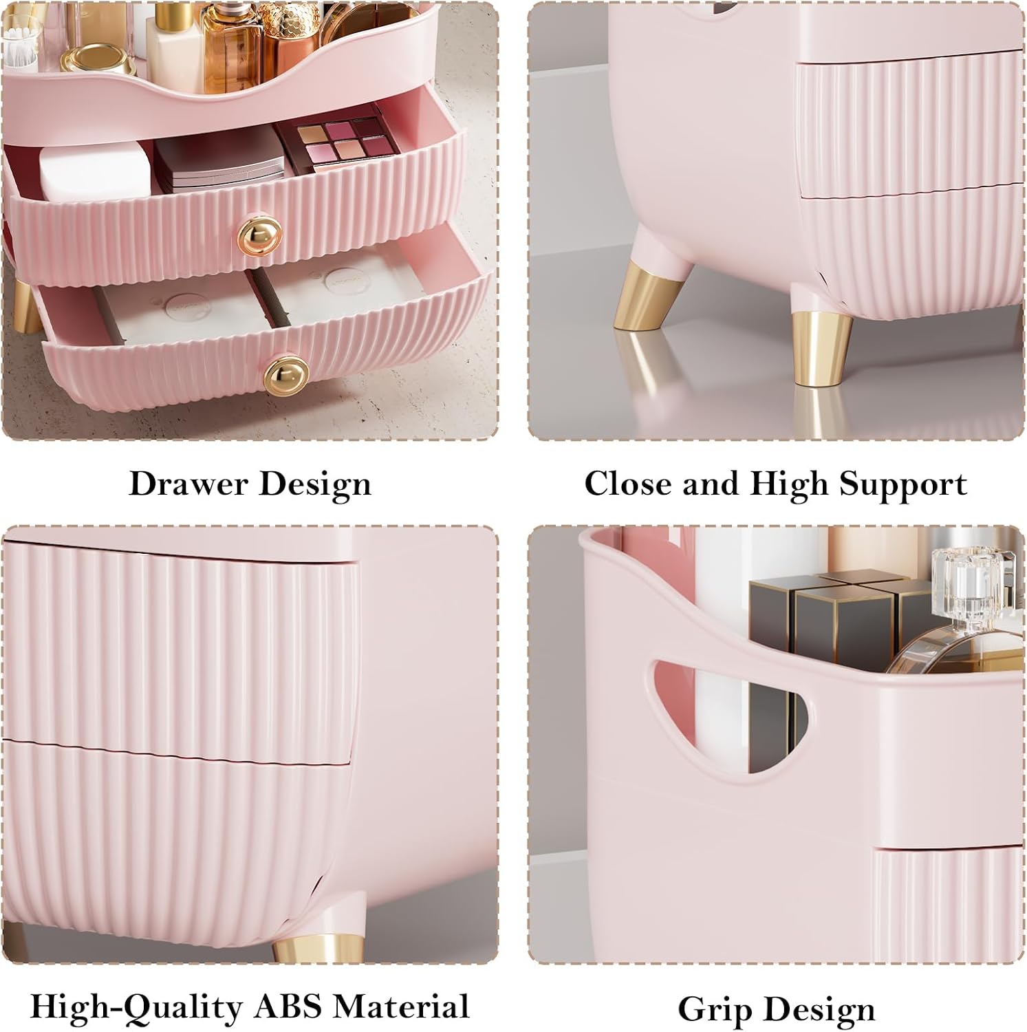 Thumbnail 4 de Makeup Organizer Countertop, Large Capacity with 2 Drawers in Pink
