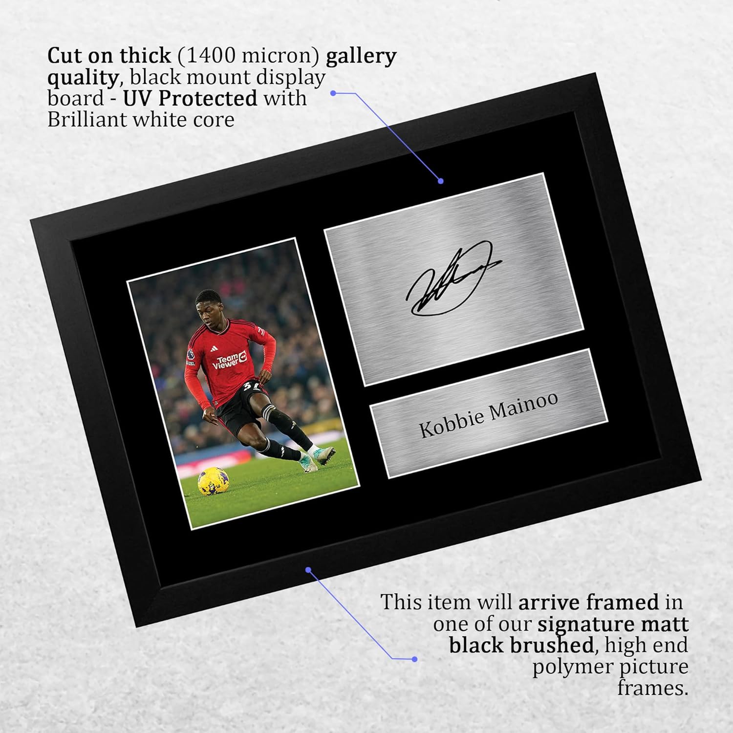 Thumbnail 2 de HWC Trading FR A4 Kobbie Mainoo framed autograph picture (ready-to-gift)
