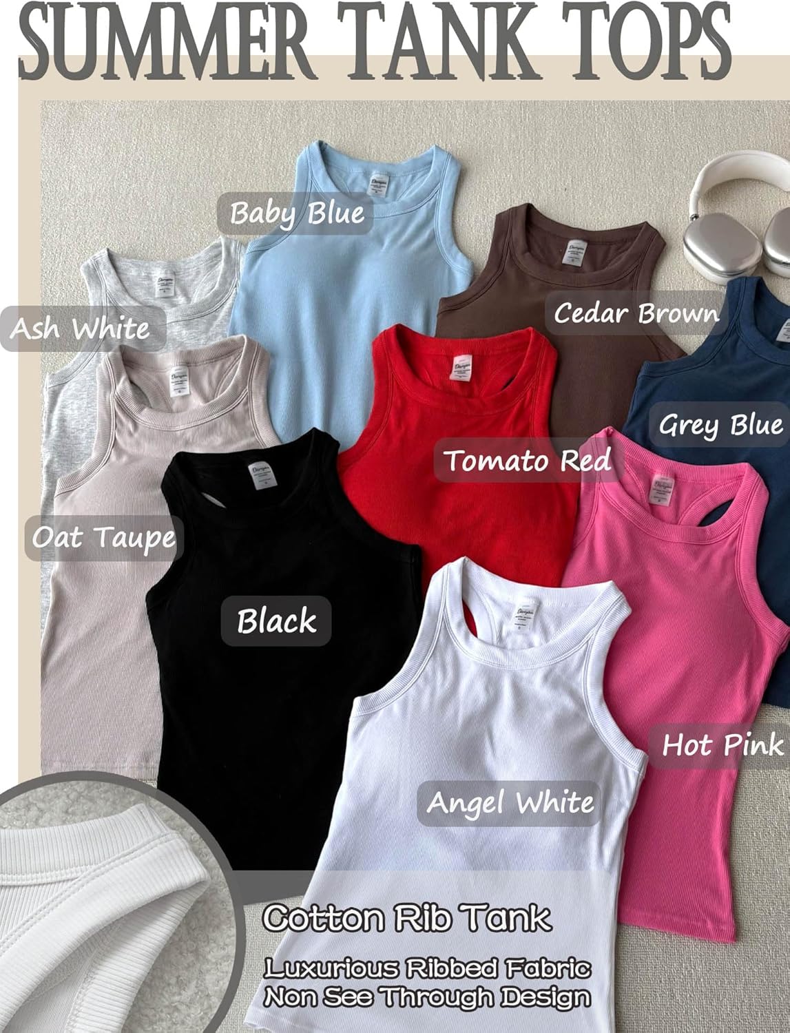 Thumbnail 2 de Danysu Racerback Tank Tops with Built-in Bra for Women – High Neck Ribbed Long Tank