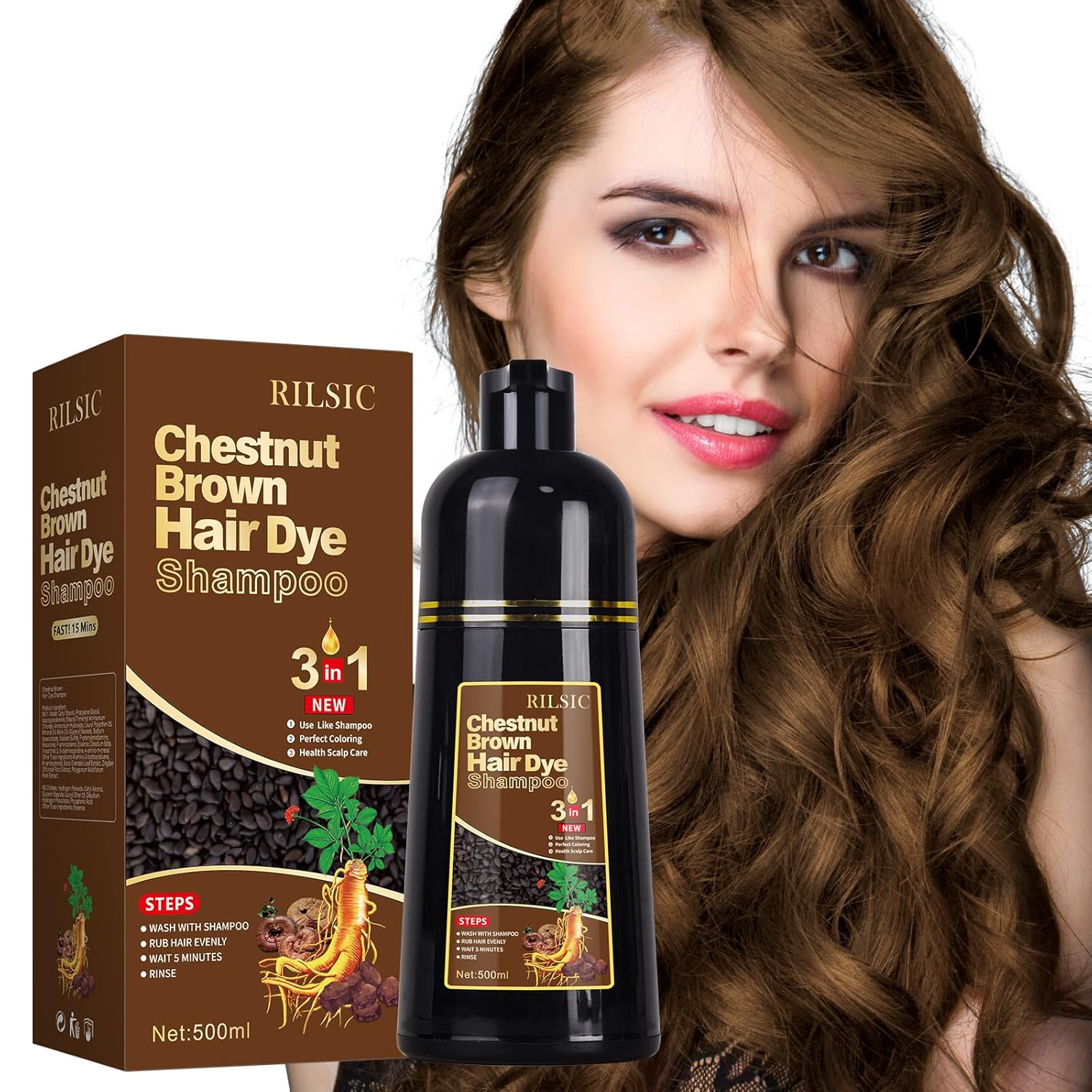 Thumbnail 6 de GFEUGS Haarfarbe Dunkelbraune Haarfärbeshampoo 500ML