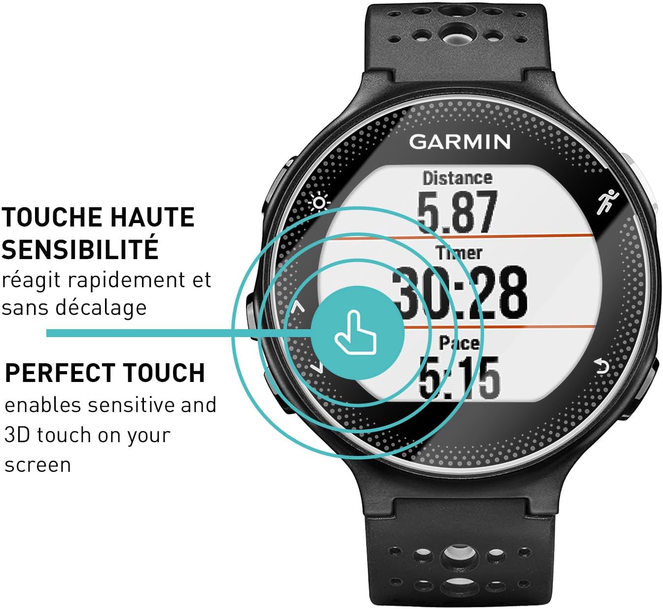 Detalle 2 de smartect Verre Trempé 9H (3 pièces) pour Garmin Forerunner 235 – protection écran HD anti-rayures, sans bulles
