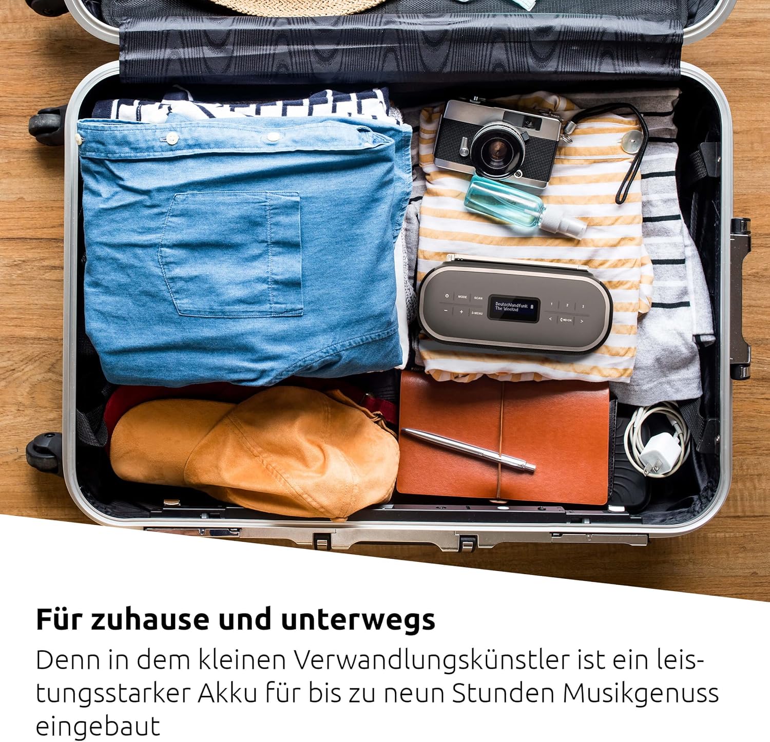 Thumbnail 2 de TechniSat VIOLA BT 1 tragbarer Bluetooth-Lautsprecher mit DAB+ Digitalradio, Wecktimer und AUX-in (6 W) schwarz/grau