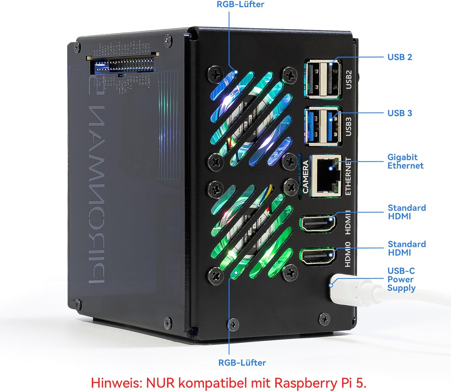 Thumbnail 2 de Pironman 5-MAX Gehäuse für Raspberry Pi 5 mit Dual-NVMe, NAS RAID 0/1, Hailo-8L AI & OLED