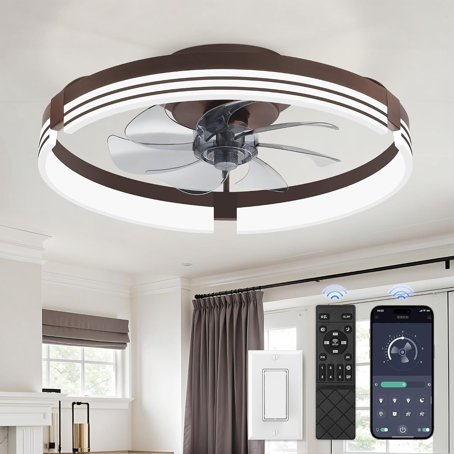 Thumbnail 6 de ZMISHIBO low-profile ceiling fan 20-inch
