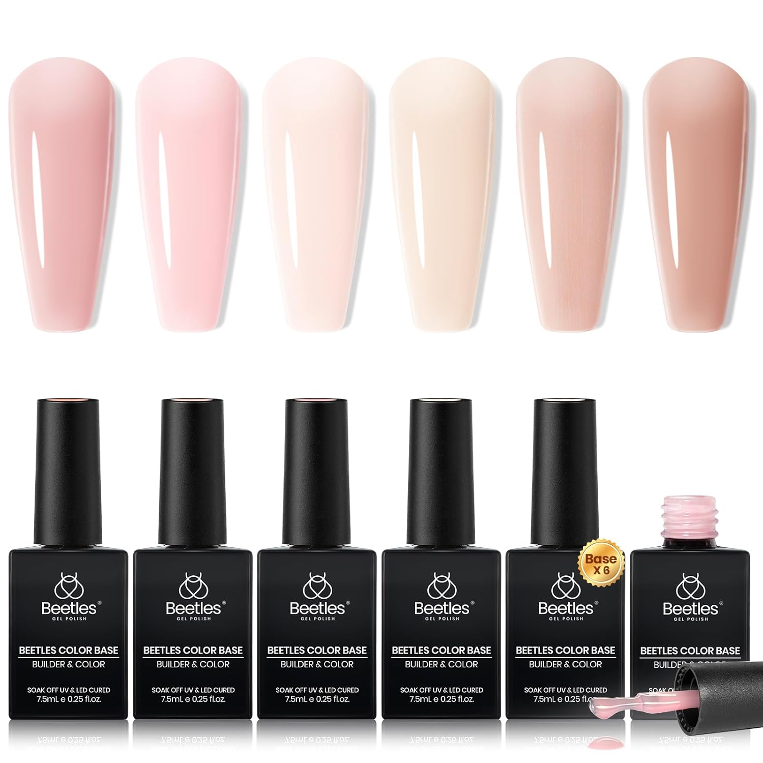 Detalle de Beetles Rubber Base Gel Nail Polish 6-color set ๐