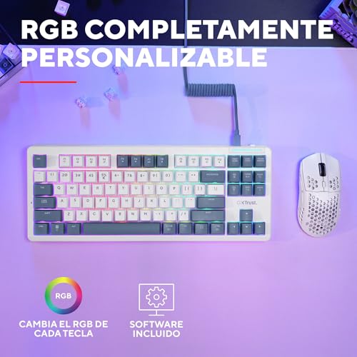 Detalle 2 de GXTrust Xyra Teclado Mecánico TKL 80% con Gasket – Blanco, Español QWERTY
