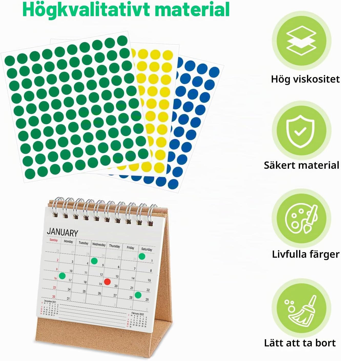 Thumbnail 1 de Kiperline självhäftande färgprickar, 10 mm, 4 000 etiketter i 16 färger
