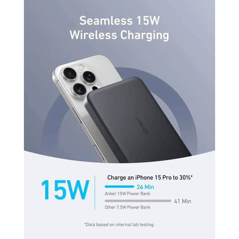 Detalle 2 de Anker MagGo Powerbank 10000 mAh magnética Qi2 negra