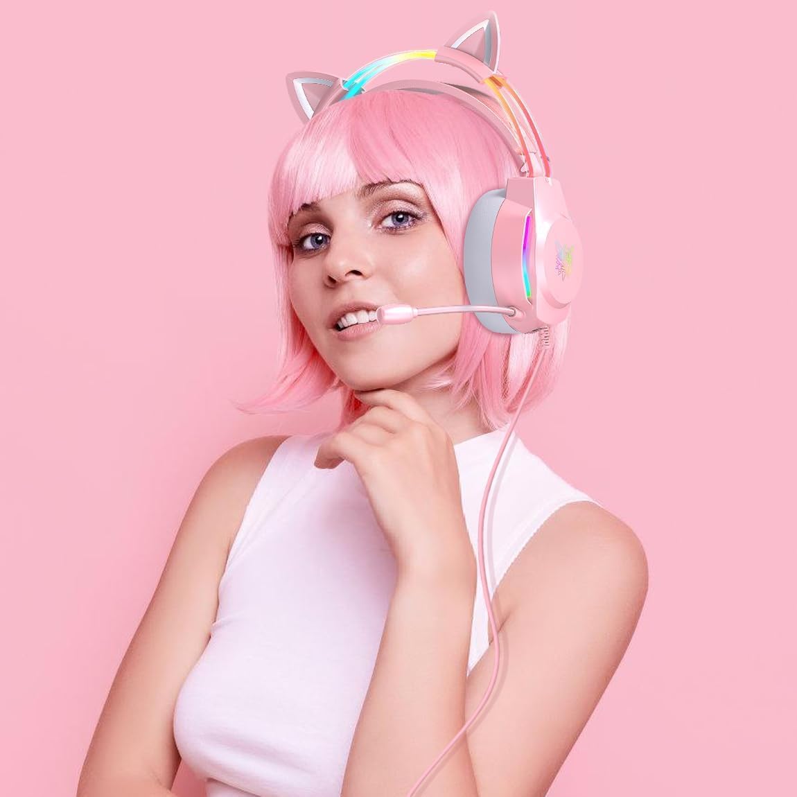 Thumbnail 6 de ONITOON Gaming-Headset mit Katzenohren, RGB & 7.1 Virtual Surround Sound (3,5 mm, mit Mikrofon)