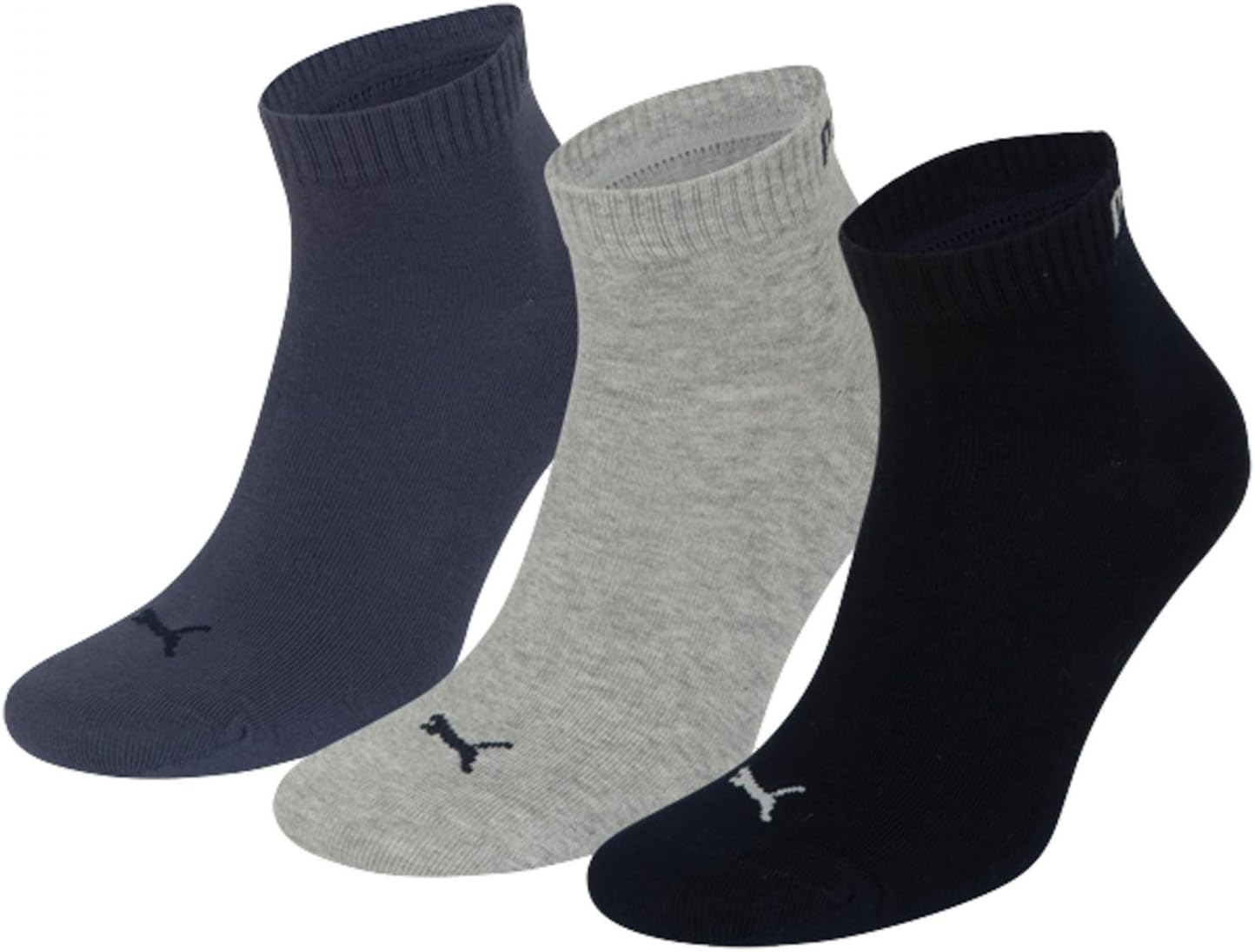 Detalle de PUMA Unisex Sneaker Plain Sock (3er Pack) – flachnahtige Zehennaht, weiche Baumwolle