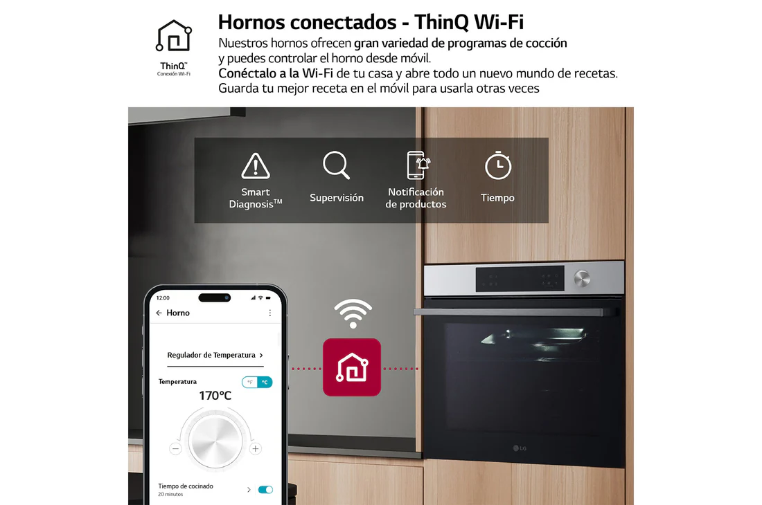 Detalle de LG Horno pirolítico Instaview 76L WSED7613S: limpieza avanzada y acero inoxidable