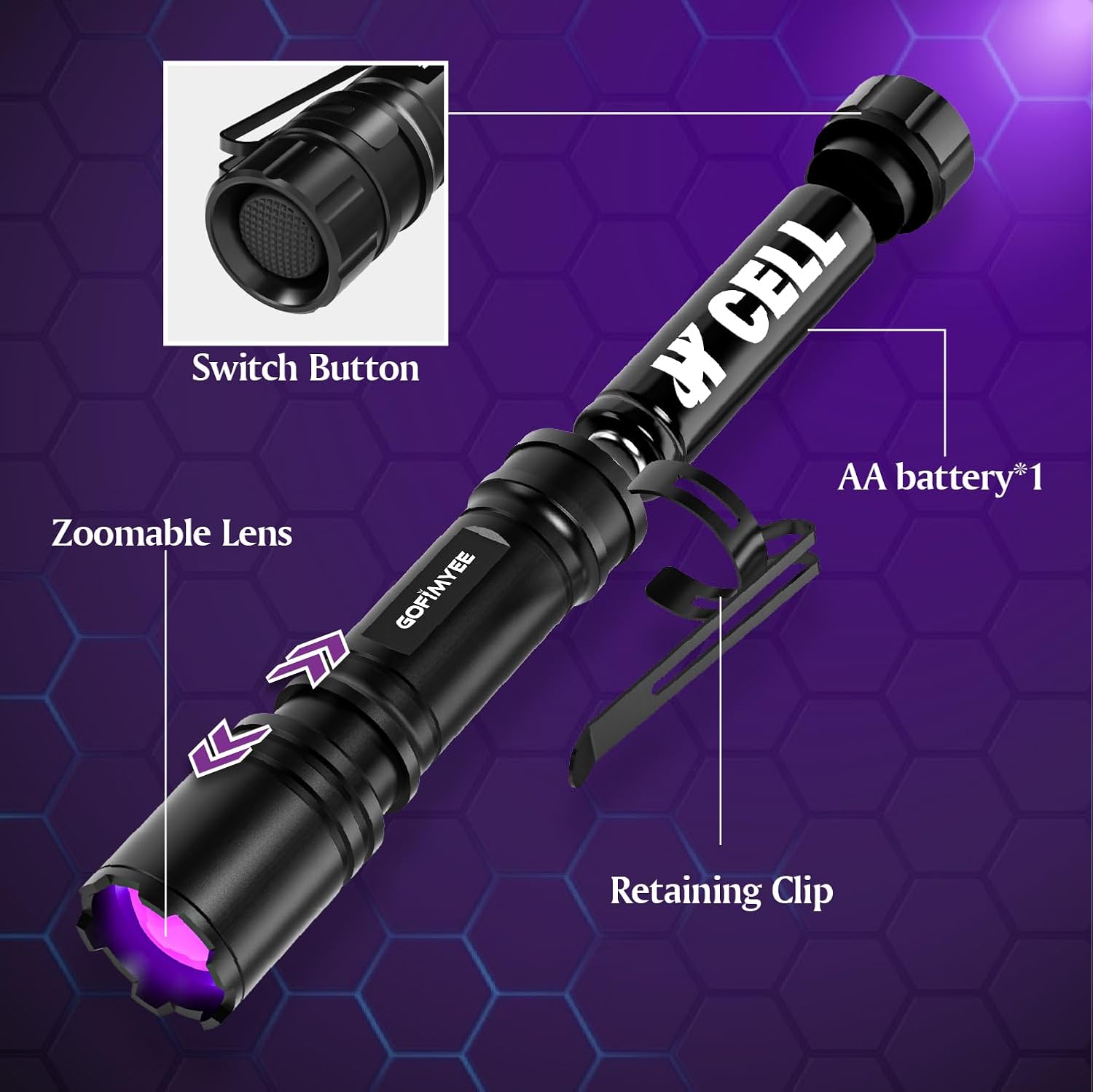 Detalle de Gofimyee UV Taschenlampe 395nm, 2er Set