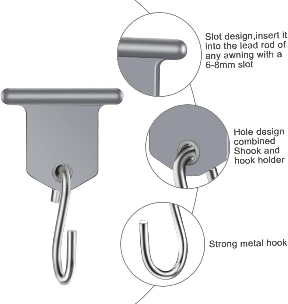 Detalle de URAQT RV Awning Hooks – 17 Pcs Rail Hangers for Caravans, Tents and Motorhomes
