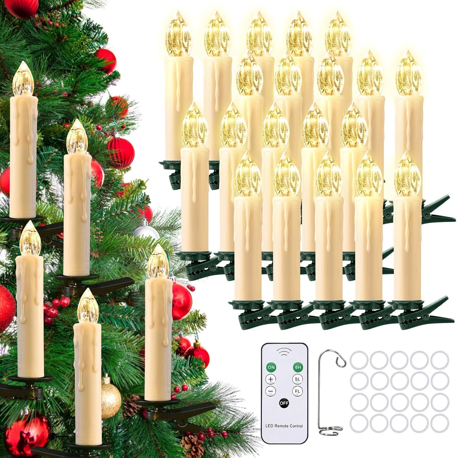 Thumbnail 6 de Cimetech Candele LED a Bastoncino con Telecomando (6 pezzi) – 22,5 cm di altezza, fiamma tremolante e timer