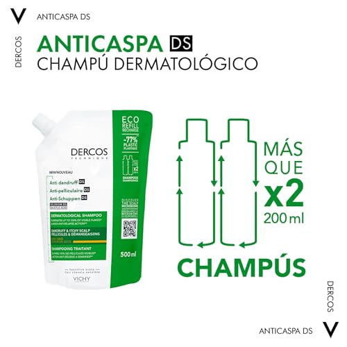 Detalle de Vichy Dercos Champú Anticaspa para Cabellos Secos 390 ml | Tecnología DS Selenium Microbiome
