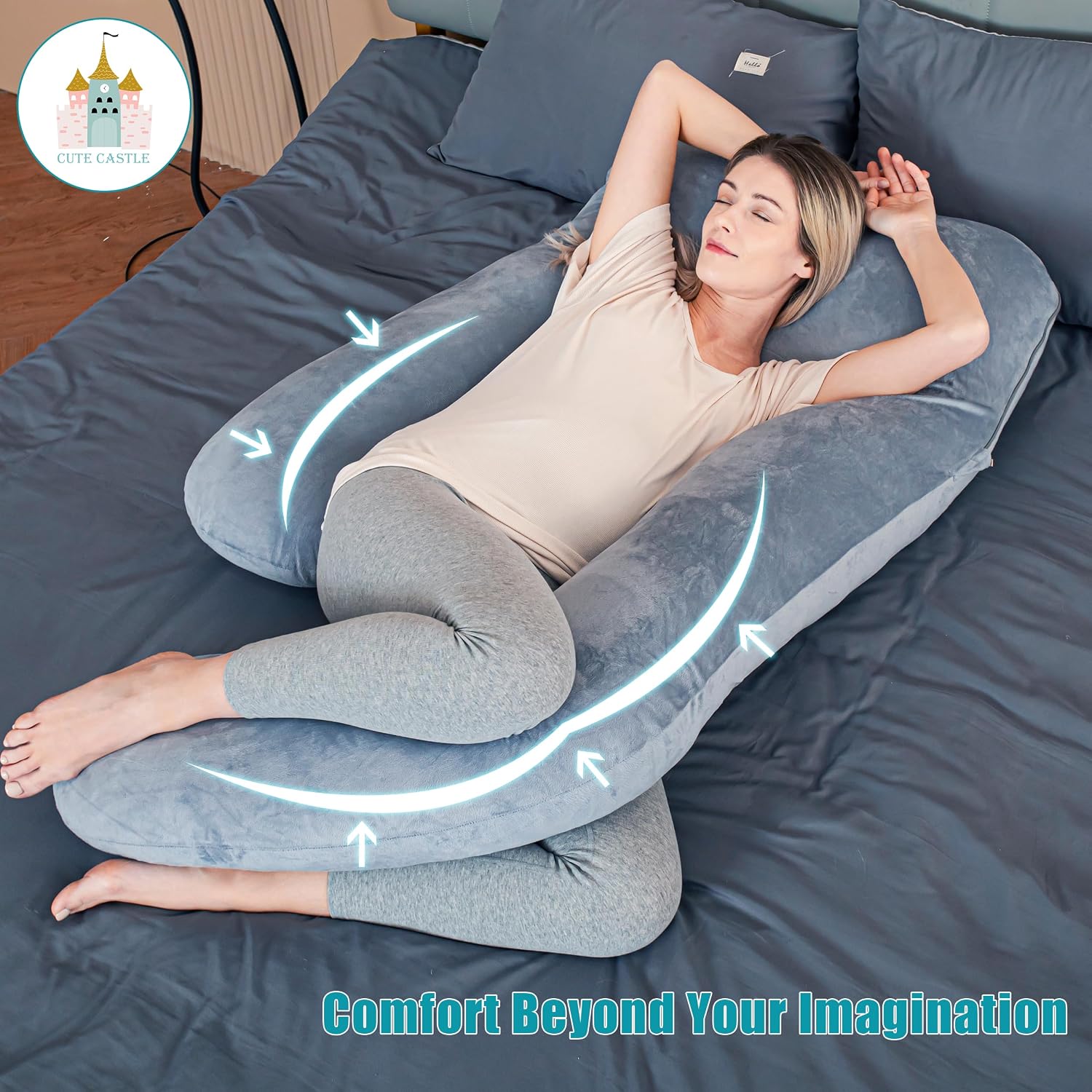 Detalle de Cute Castle U-Shaped Maternity Pillow, 57-Inch
